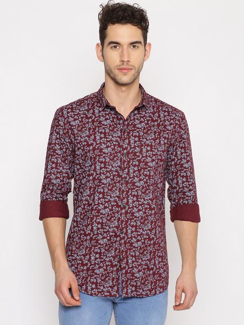 maroon printed casual shirt - 17843273 - Standard Image - 1
