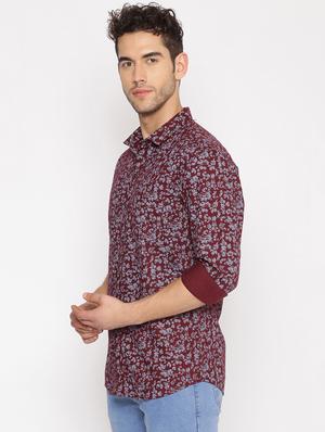 maroon printed casual shirt - 17843273 - Standard Image - 2