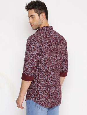 maroon printed casual shirt - 17843273 - Standard Image - 3