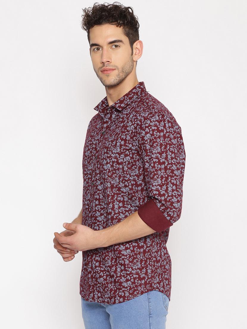 maroon printed casual shirt - 17843273 - Zoom Image - 2