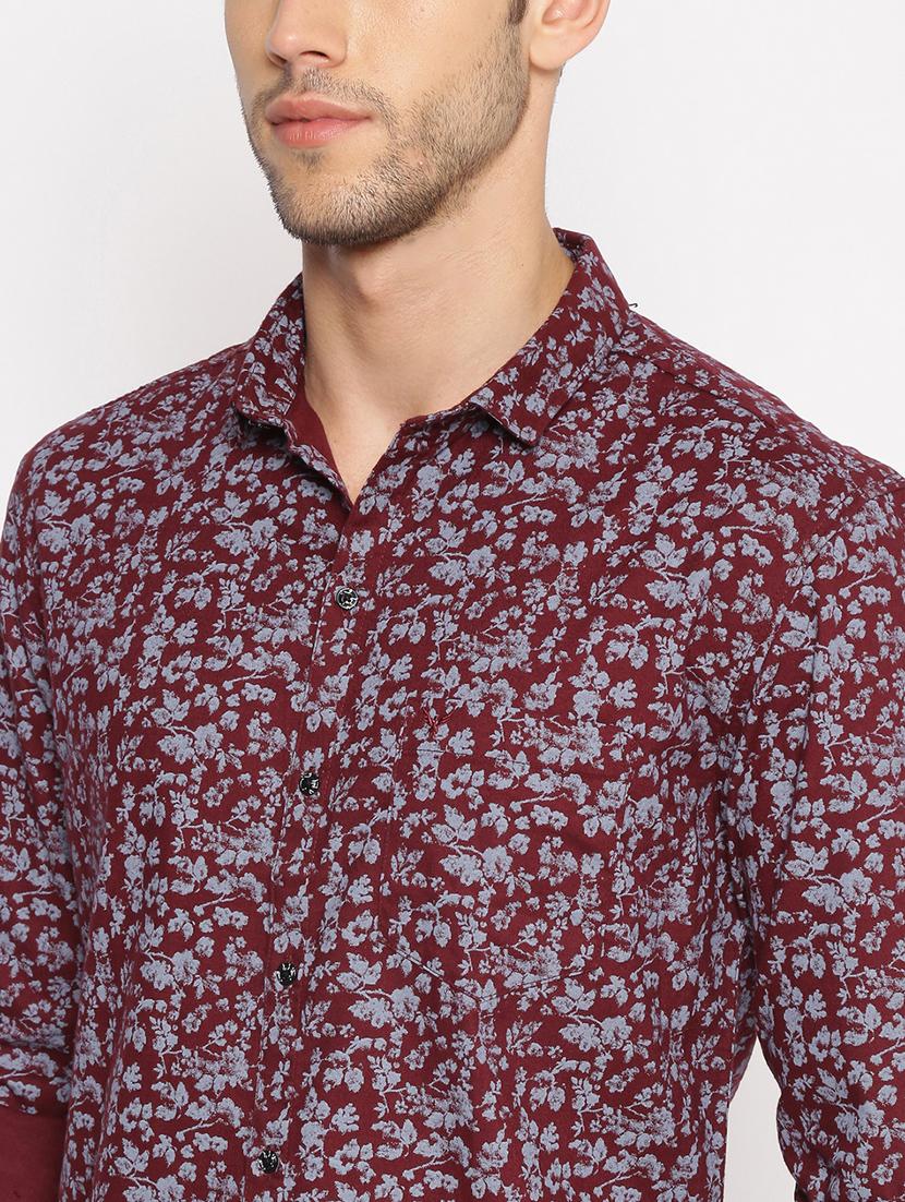 maroon printed casual shirt - 17843273 - Zoom Image - 5