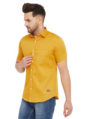 mustard solid casual shirt - 17843427 - Standard Image - 2