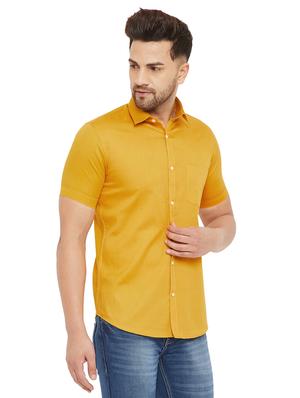 mustard solid casual shirt - 17843427 - Standard Image - 3