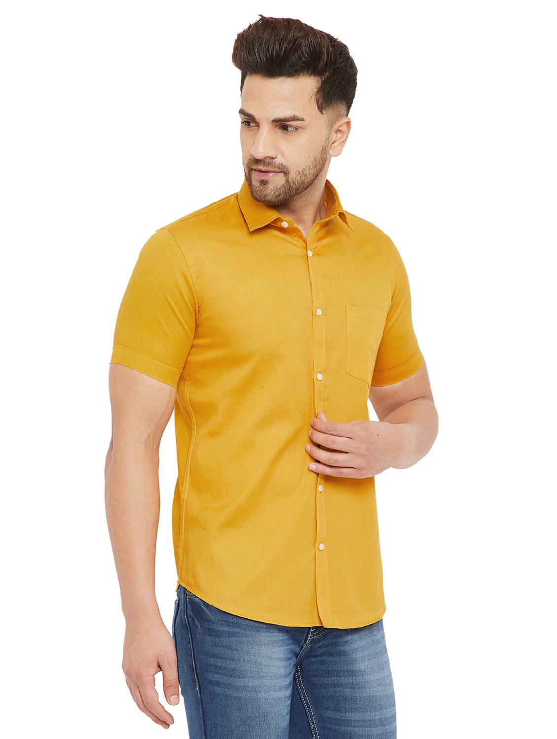 mustard solid casual shirt - 17843427 - Zoom Image - 3