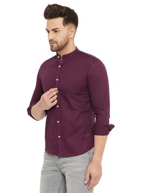 purple solid casual shirt - 17843430 - Standard Image - 2