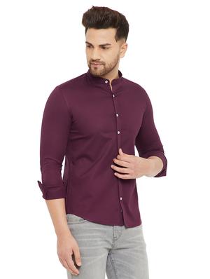 purple solid casual shirt - 17843430 - Standard Image - 3
