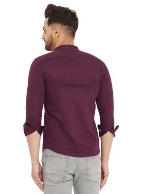 purple solid casual shirt - 17843430 - Standard Image - 4
