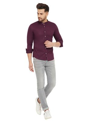 purple solid casual shirt - 17843430 - Standard Image - 5