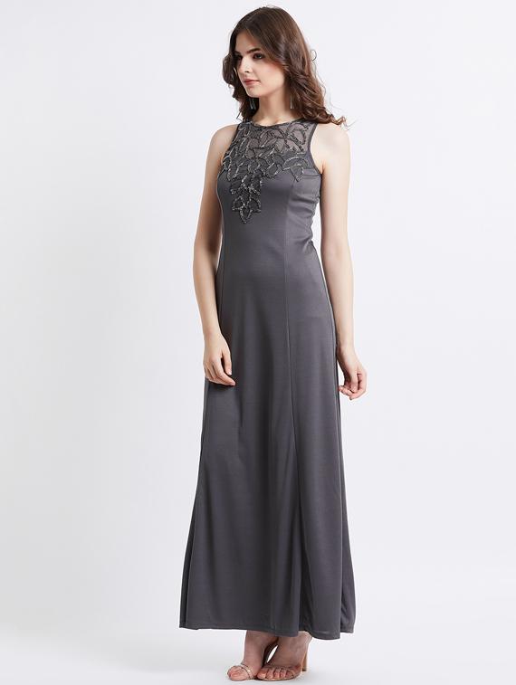 grey embellished gown dress - 17843606 - Zoom Image - 2