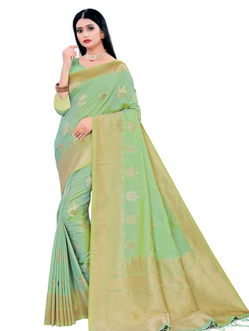 self design banarasi saree with blouse - 17844166 - Standard Image - 1