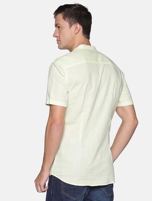 yellow solid linen short kurta - 17844324 - Standard Image - 3