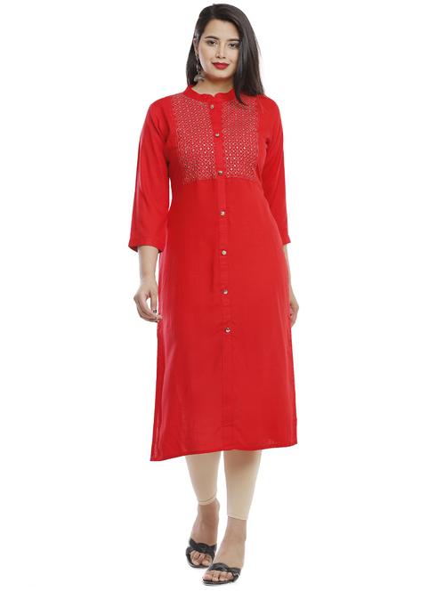 embroidered straight kurta - 17844843 - Standard Image - 1