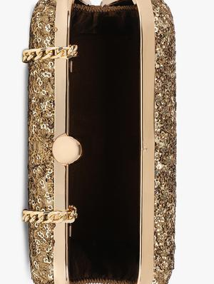 gold silk box clutch - 17844867 - Standard Image - 3