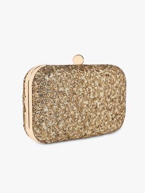 gold silk box clutch - 17844867 - Standard Image - 4