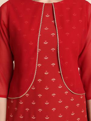 foil print straight kurta - 17845039 - Standard Image - 4