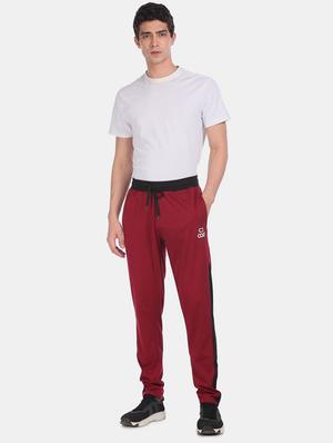maroon color block track pants - 17845063 - Standard Image - 4