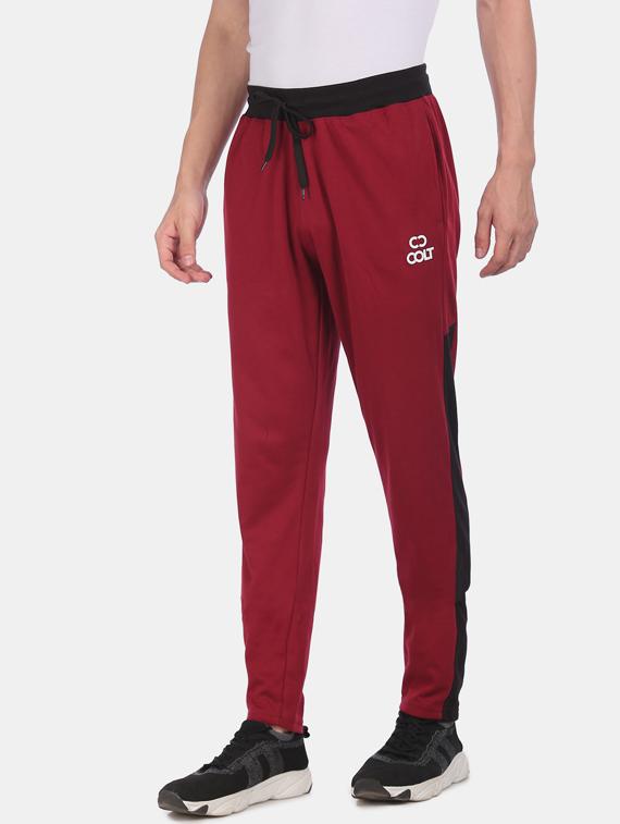 maroon color block track pants - 17845063 - Zoom Image - 2