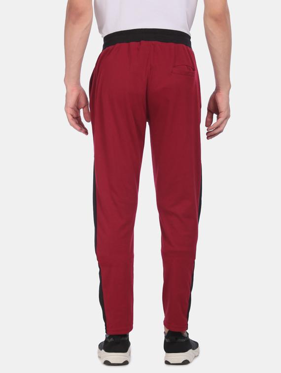 maroon color block track pants - 17845063 - Zoom Image - 3