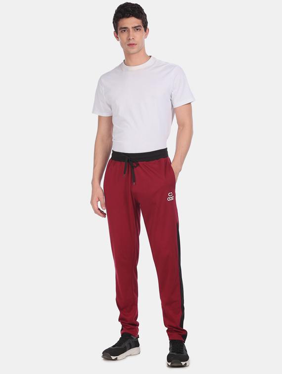 maroon color block track pants - 17845063 - Zoom Image - 4