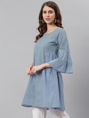 bell sleeved schiffli tunic - 17846758 - Standard Image - 2