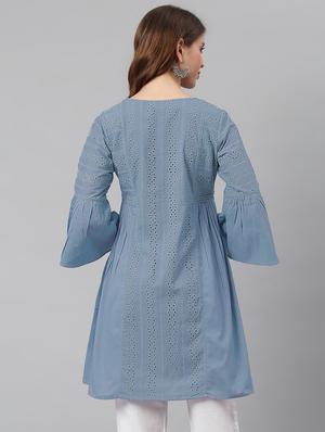 bell sleeved schiffli tunic - 17846758 - Standard Image - 3