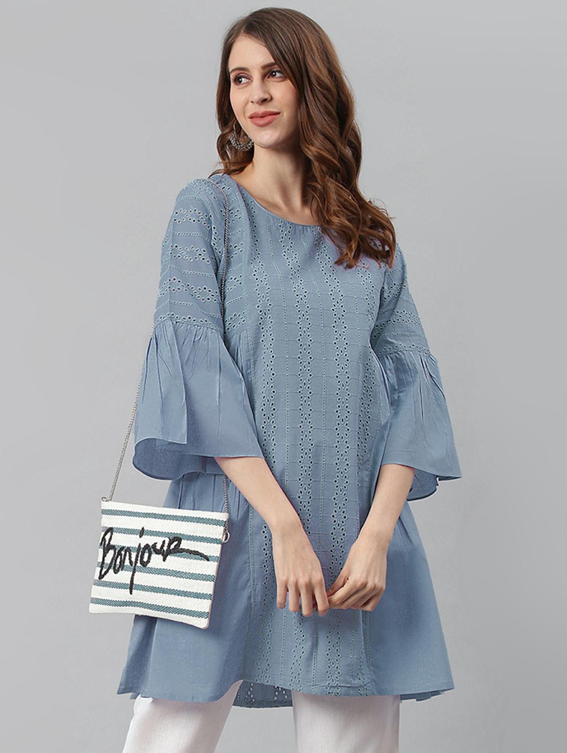 bell sleeved schiffli tunic - 17846758 - Zoom Image - 1