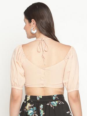 ruched front solid top - 17847073 - Standard Image - 3