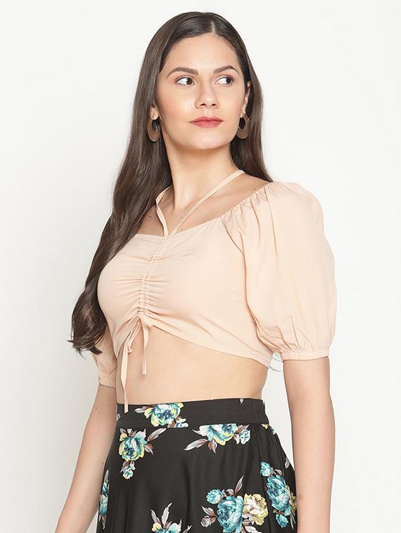 ruched front solid top - 17847073 - Zoom Image - 2