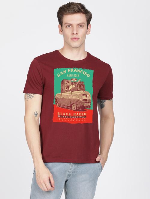 maroon printed t-shirt - 17847134 - Very Small Image - 1