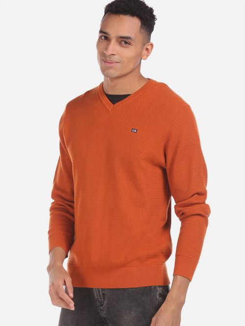 orange self design pullover - 17849893 - Standard Image - 1