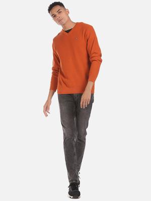 orange self design pullover - 17849893 - Standard Image - 4