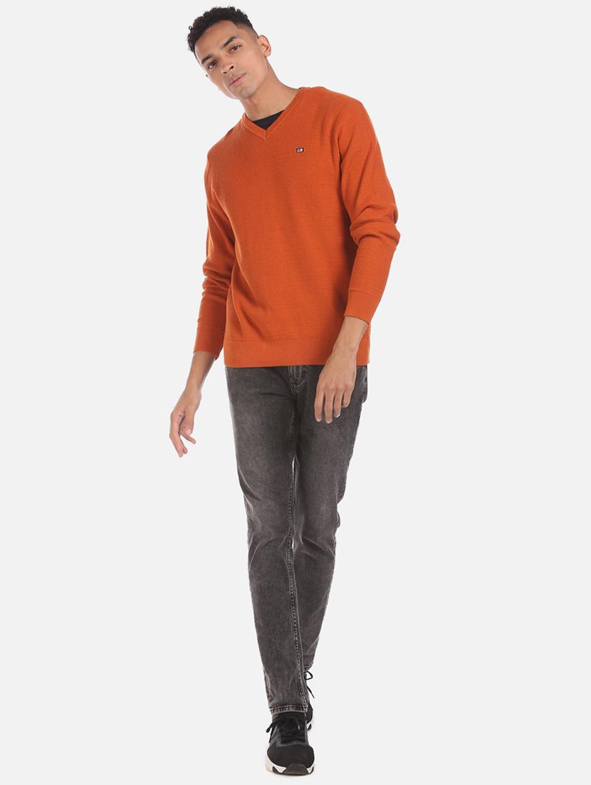 orange self design pullover - 17849893 - Zoom Image - 4