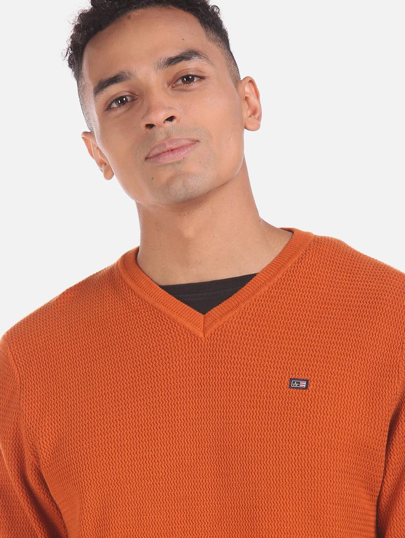 orange self design pullover - 17849893 - Zoom Image - 5