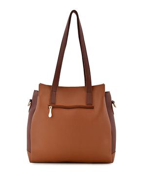 tan leatherette (pu) combo handbag - 17850117 - Standard Image - 3