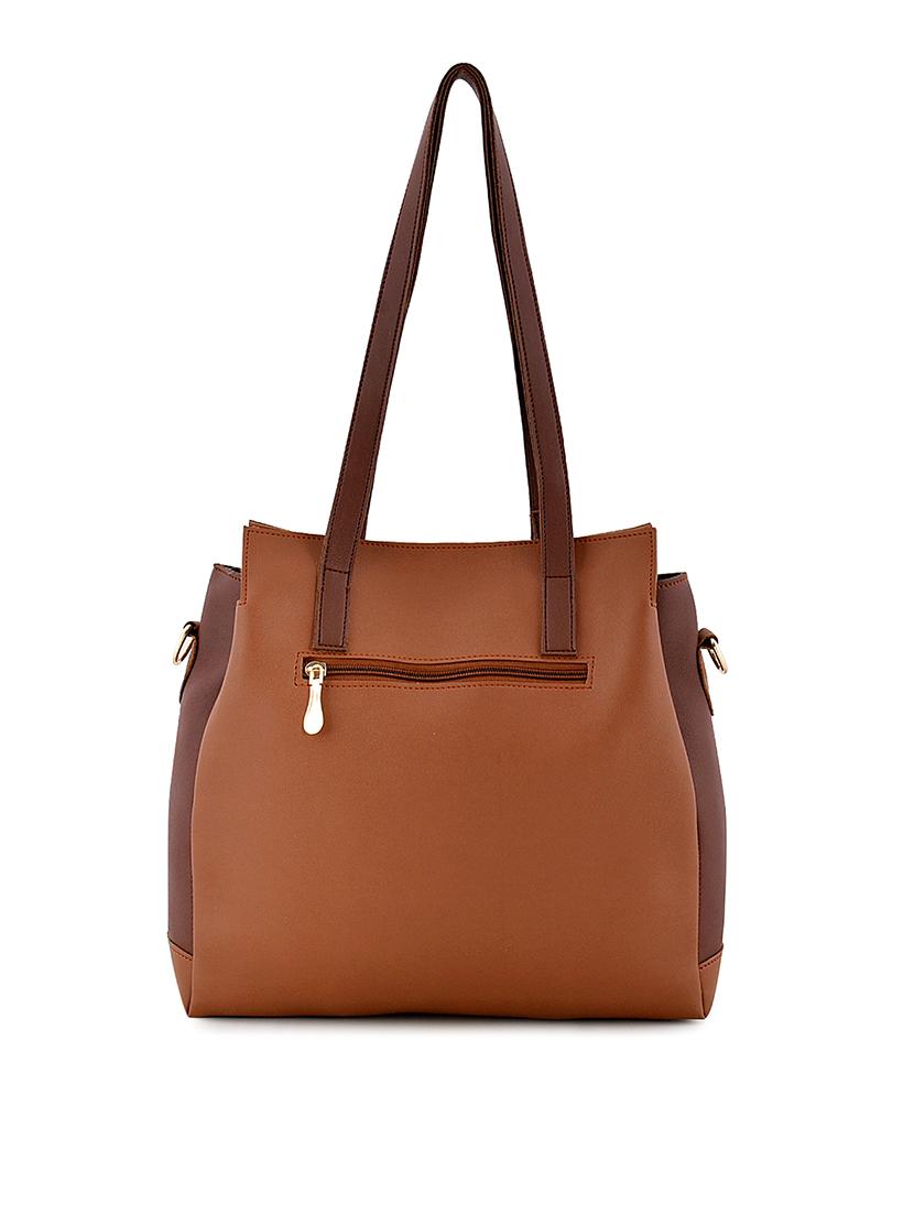 tan leatherette (pu) combo handbag - 17850117 - Zoom Image - 3
