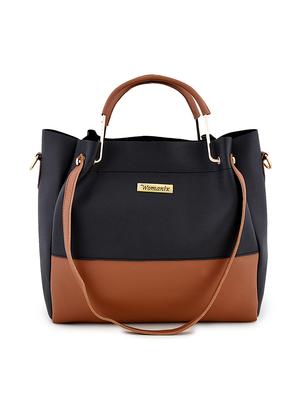 black leatherette (pu) combo handbag - 17850119 - Standard Image - 2