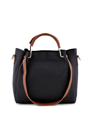 black leatherette (pu) combo handbag - 17850119 - Standard Image - 3
