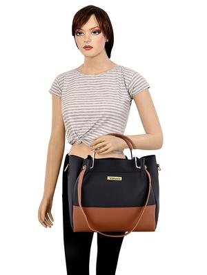 black leatherette (pu) combo handbag - 17850119 - Standard Image - 5