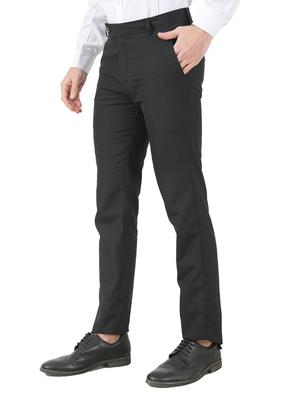 black solid flat front formal trouser - 17850744 - Standard Image - 2