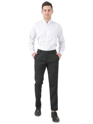 black solid flat front formal trouser - 17850744 - Standard Image - 4