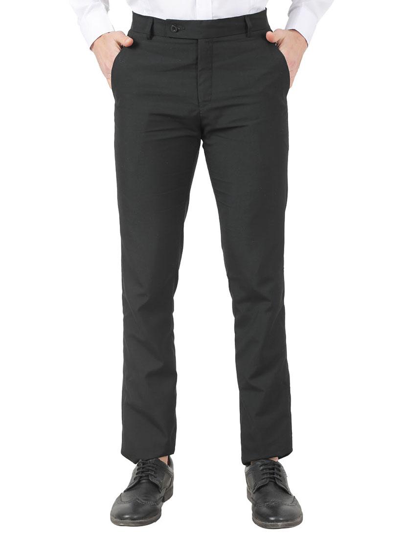 black solid flat front formal trouser - 17850744 - Zoom Image - 1