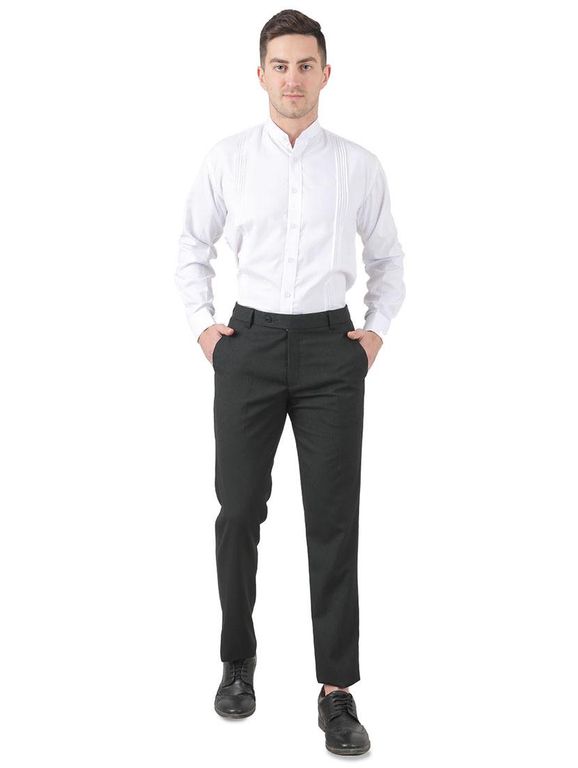 black solid flat front formal trouser - 17850744 - Zoom Image - 4