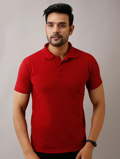 maroon solid polo t-shirt - 17852817 - Very Small Image - 1
