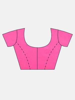 pink silk blend woven saree with blouse - 17852946 - Standard Image - 3