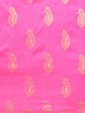 pink silk blend woven saree with blouse - 17852946 - Standard Image - 4