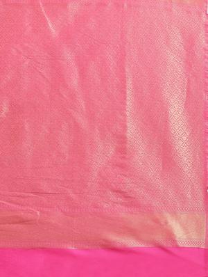 pink silk blend woven saree with blouse - 17852946 - Standard Image - 5