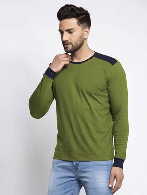 olive green solid cut & sew t-shirt - 17853277 - Standard Image - 2