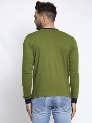 olive green solid cut & sew t-shirt - 17853277 - Standard Image - 3