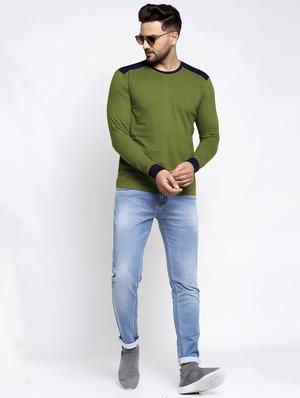 olive green solid cut & sew t-shirt - 17853277 - Standard Image - 4