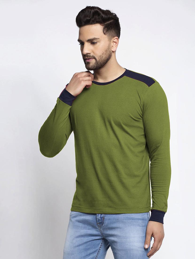 olive green solid cut & sew t-shirt - 17853277 - Zoom Image - 2